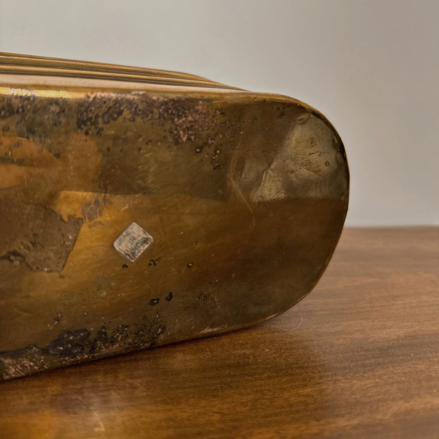 Brass Oval Planter with Floral Handle Detail
