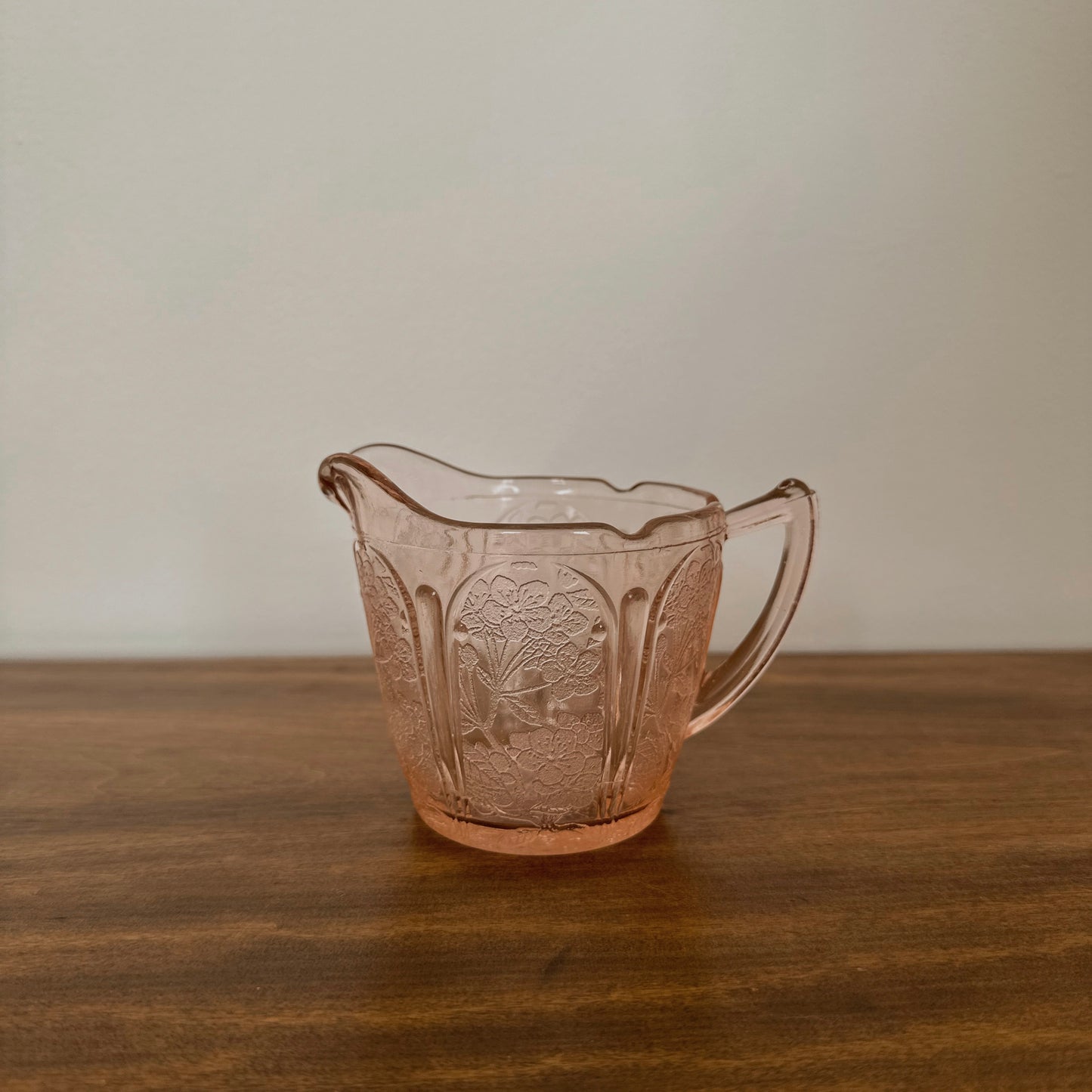 Vintage Pink Glass Creamer Pitcher