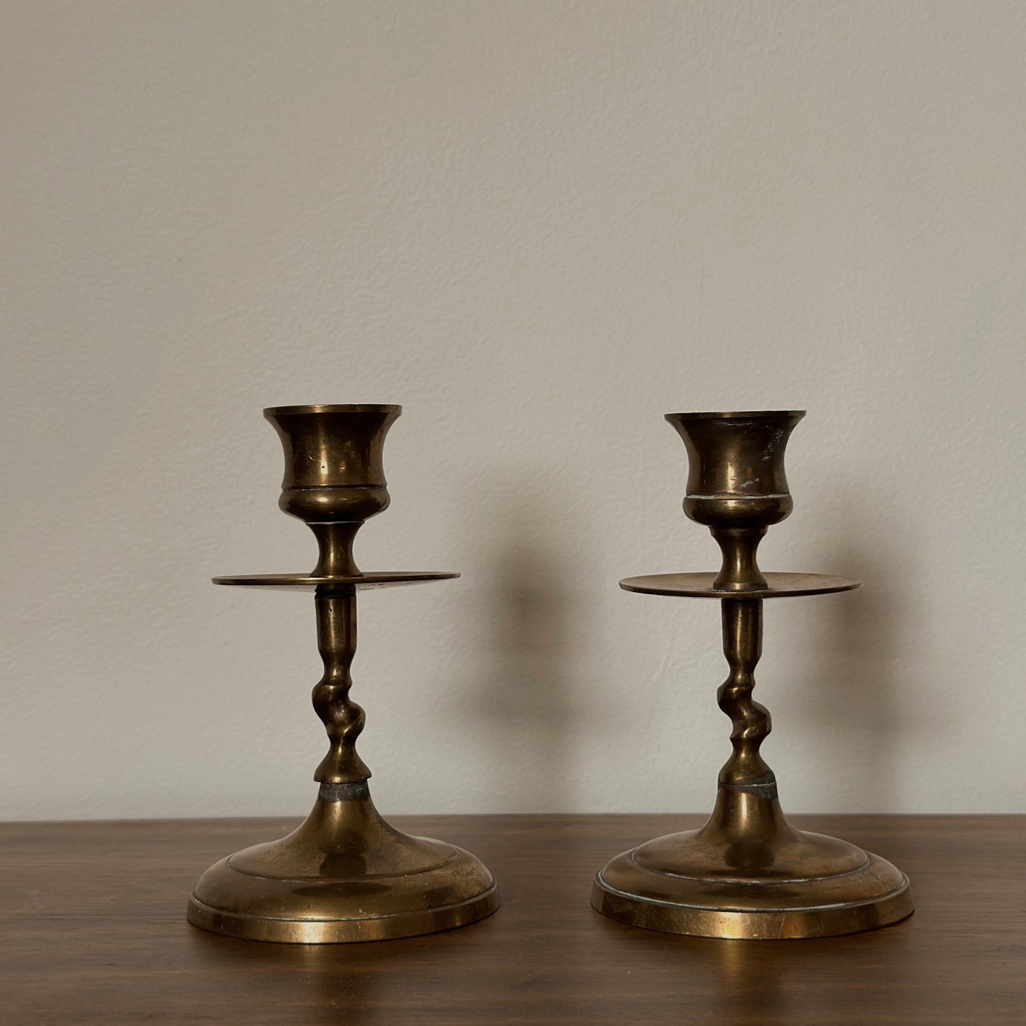 Barley Twist Brass Candlesticks (Pair)