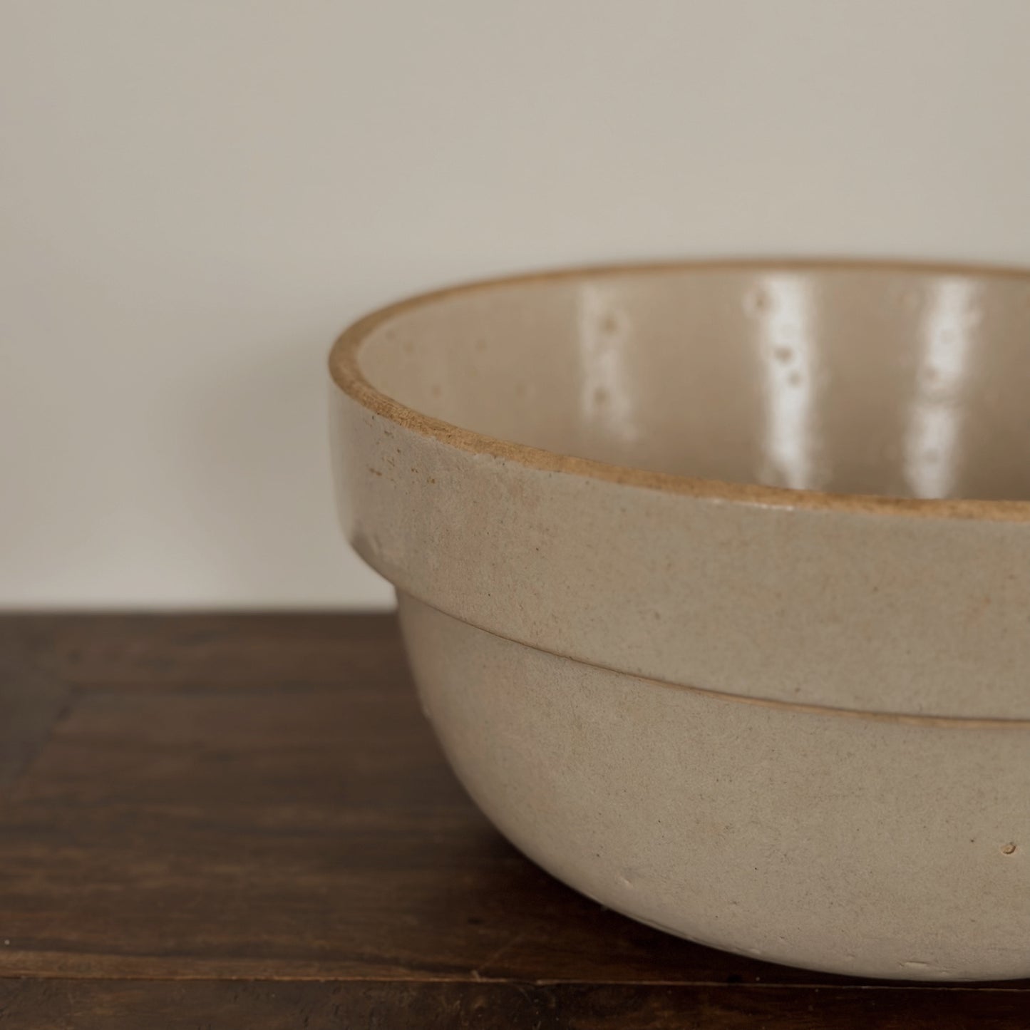Large Antique Stoneware Crock Mixing Bowl