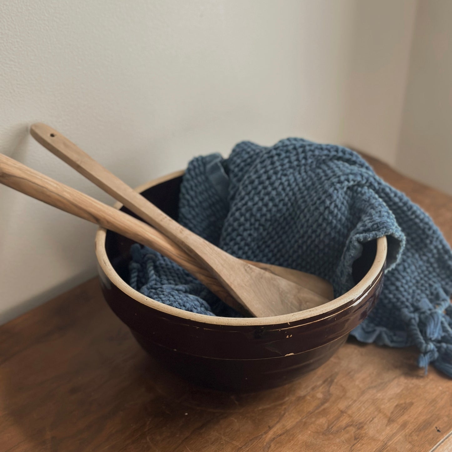 Molasses Glazed Stoneware Collared Mixing Bowl