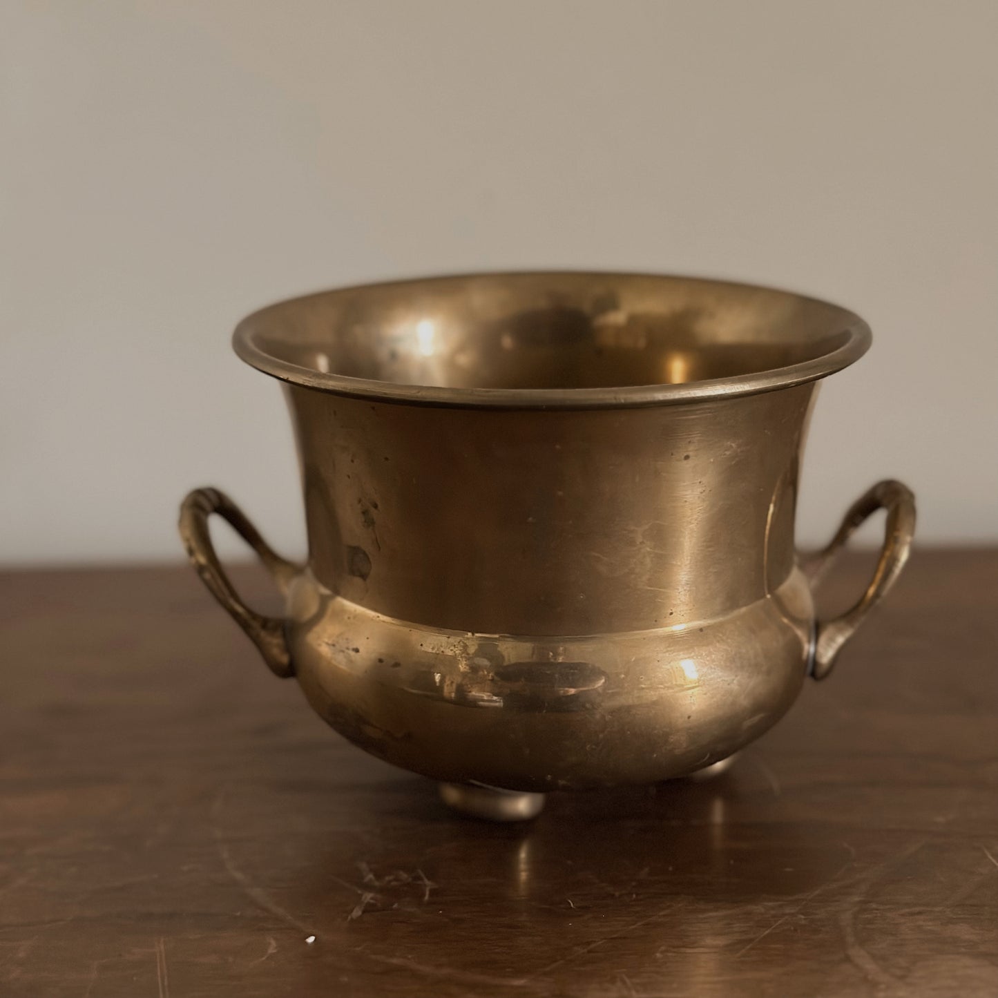 Solid Brass Footed Vessel | Vintage