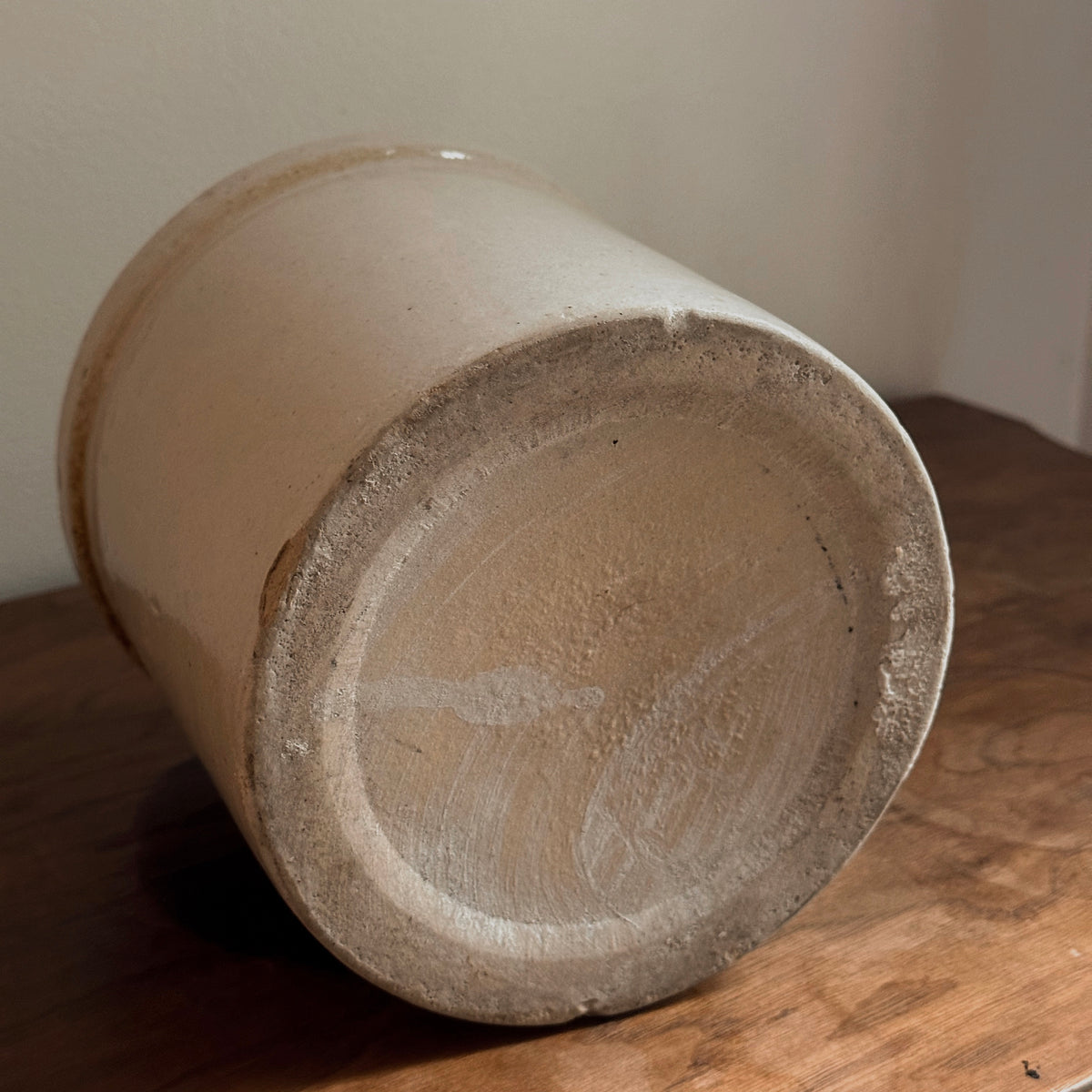 Oatmeal Stoneware Utensil Crock | Vintage