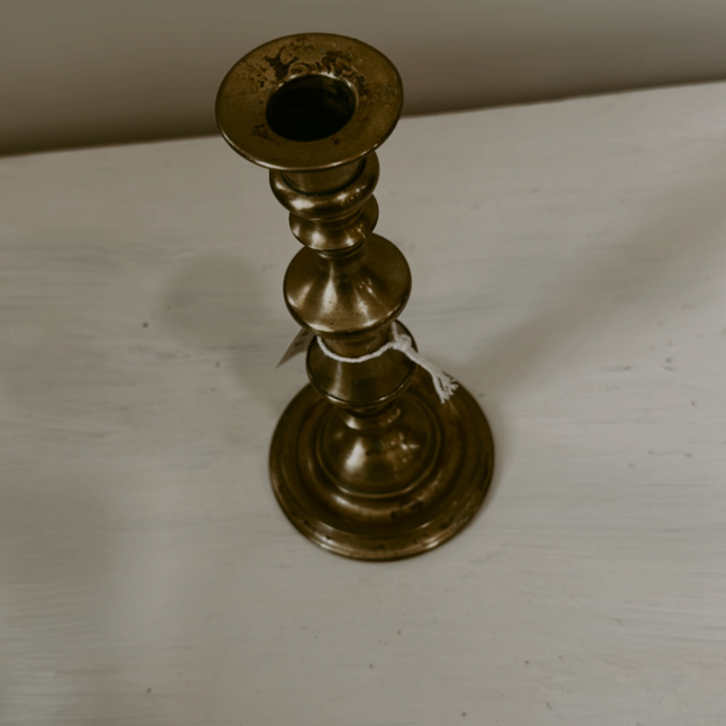 Vintage Brass Candle Taper Set with Ribbon
