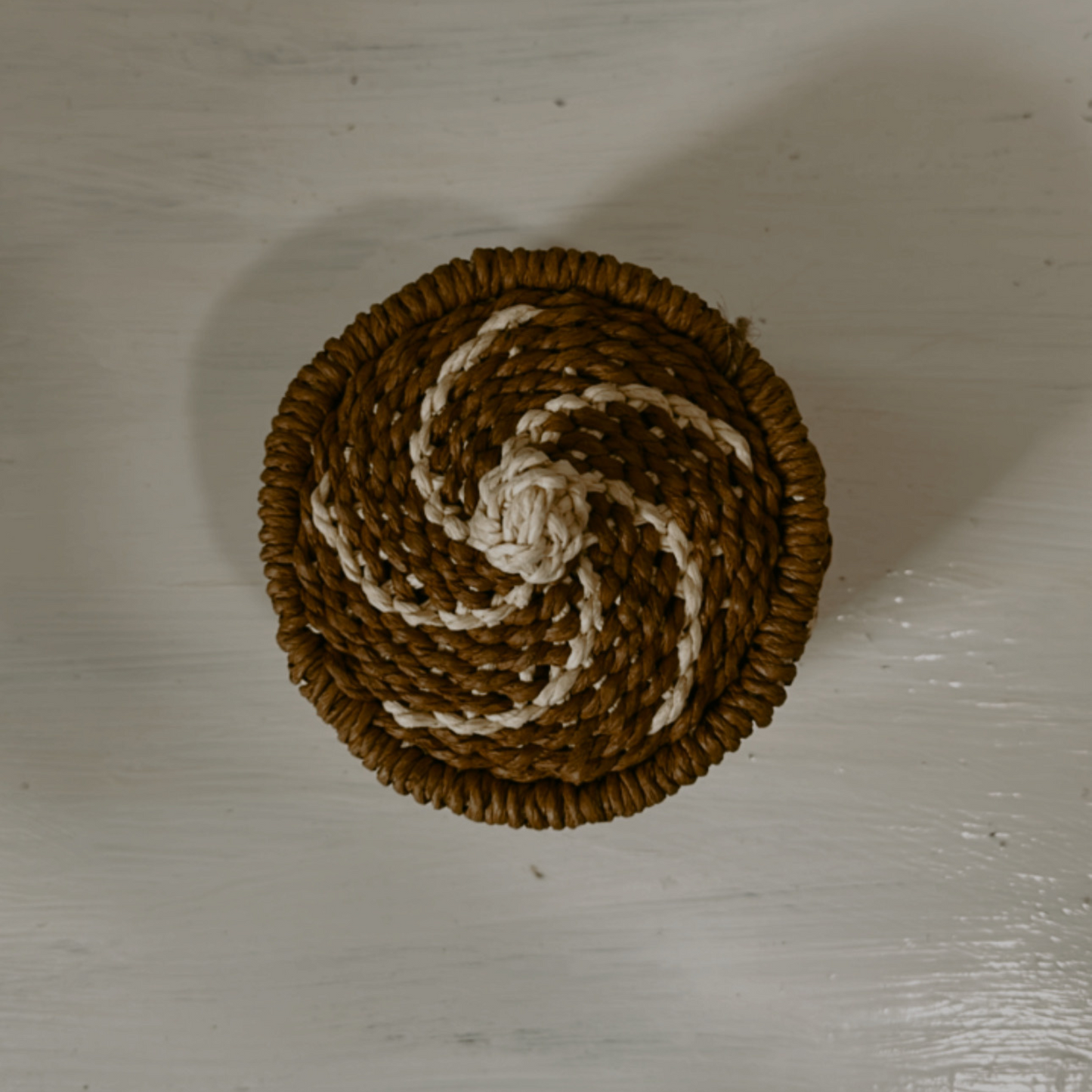 Brown Woven Rope Canister with Lid