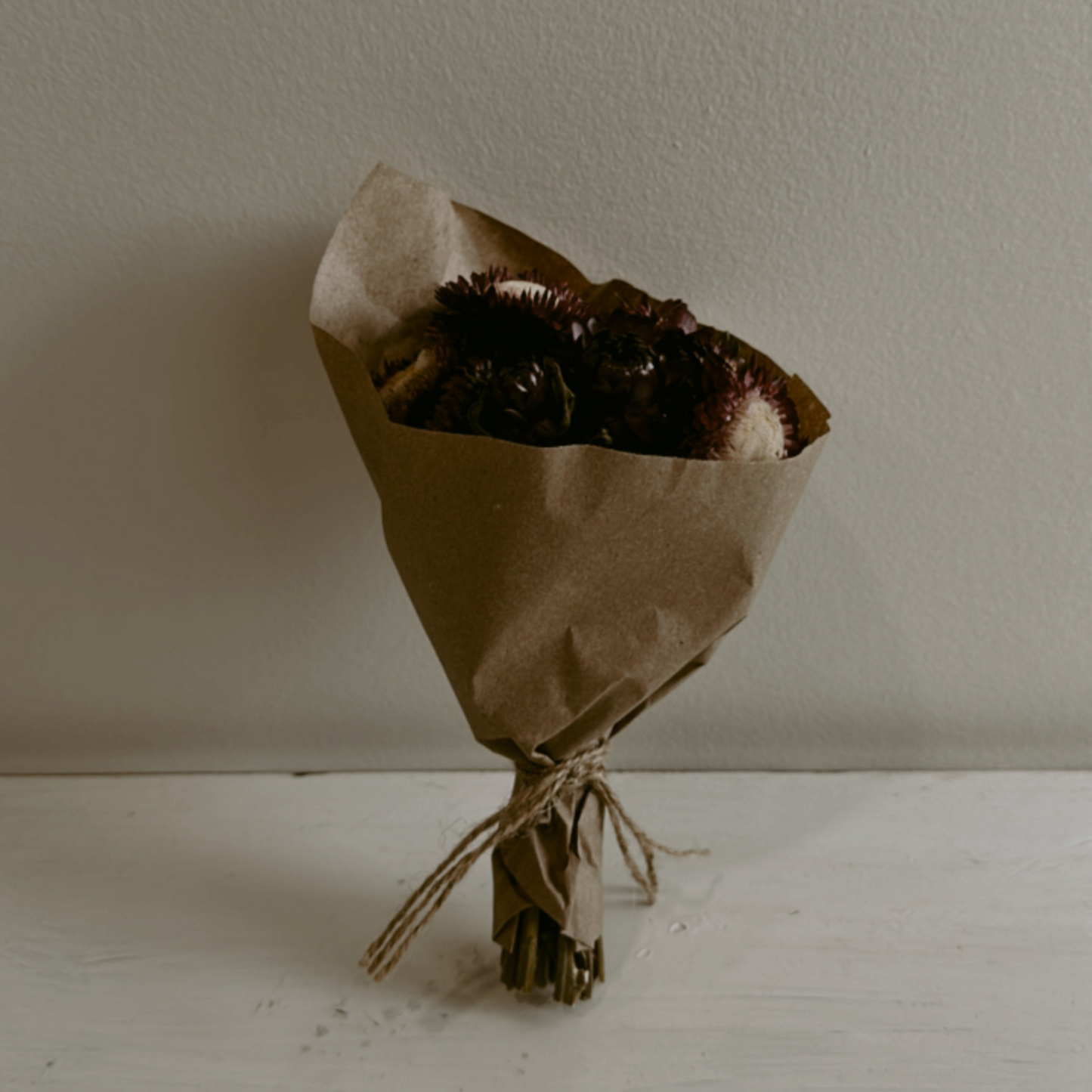 Mini Strawflower Bouquet in Merlot