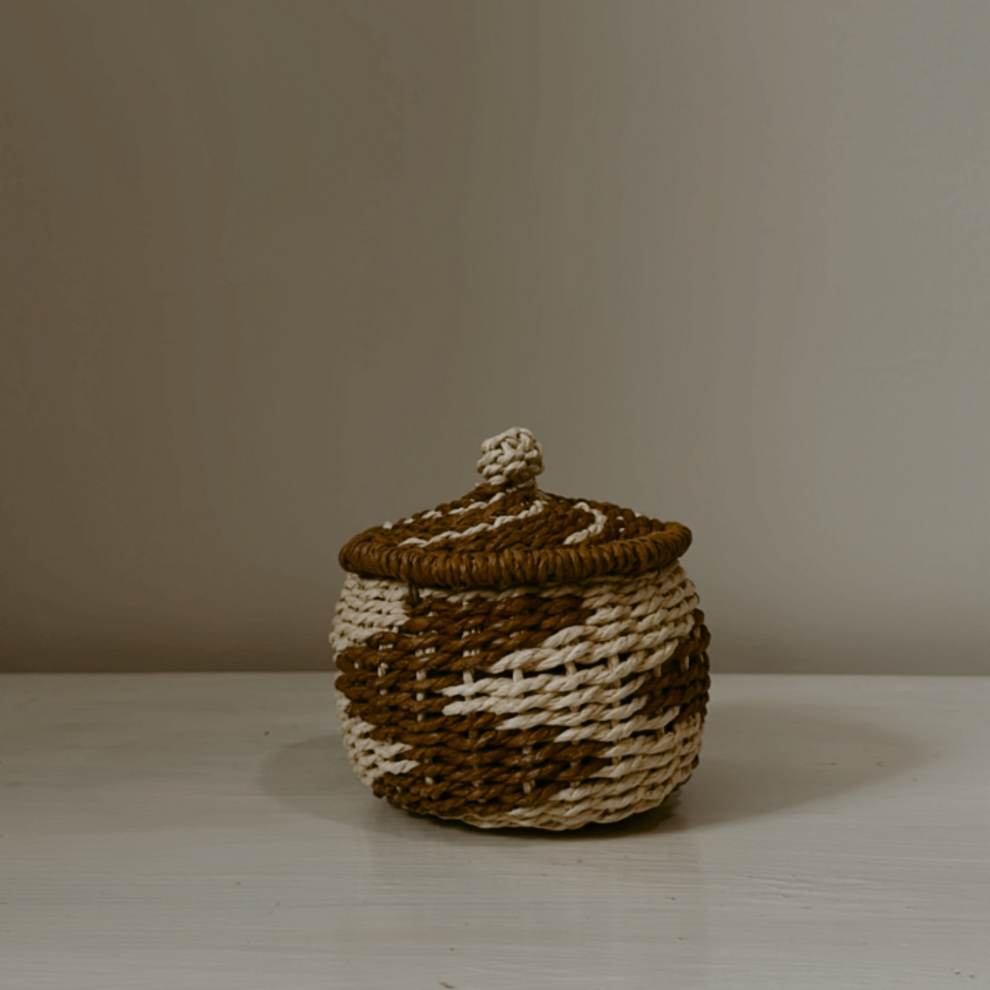 Brown Woven Rope Canister with Lid