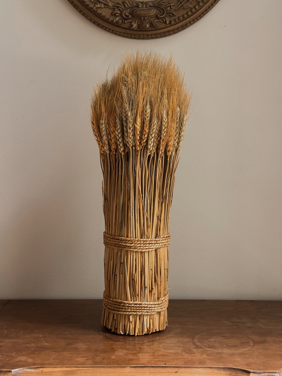 Self-Standing Dried Wheat Sheaf Harvest Bundle