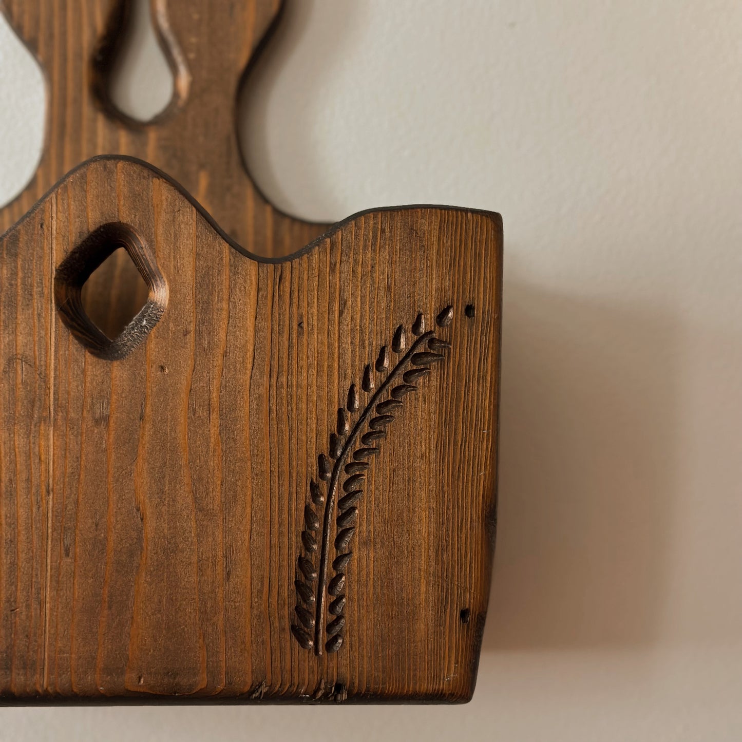 Hand-Carved Wooden Wall Pocket | Vintage
