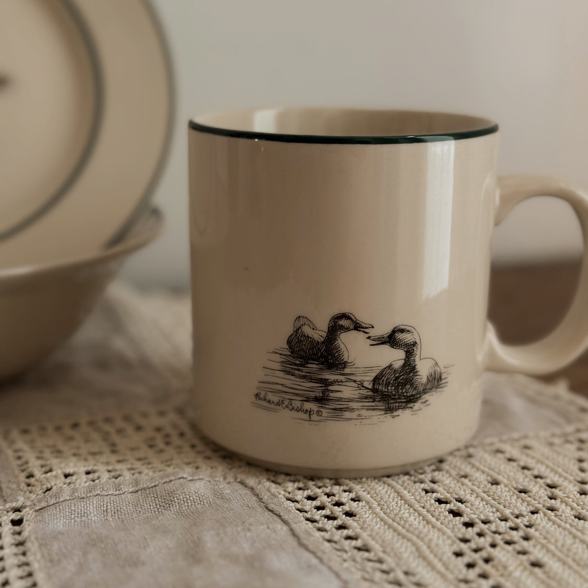 1982 Vintage "Mallards" Waterfowl Stoneware | Richard E. Bishop Dishware (Sold Individually)