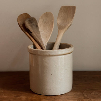 Oatmeal Stoneware Utensil Crock | Vintage