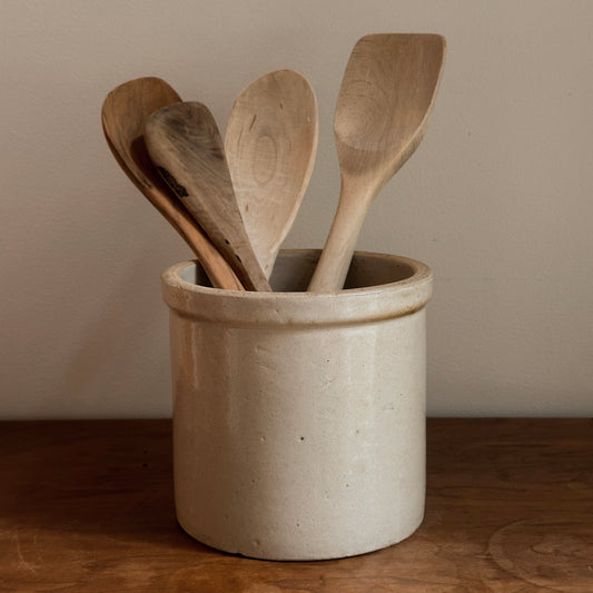 Oatmeal Stoneware Utensil Crock | Vintage