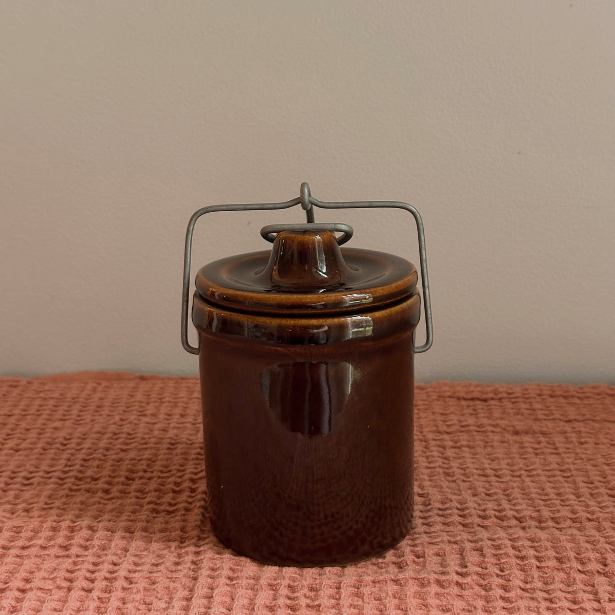Wire-Bail Glazed Stoneware Crock & Storage Jar | Vintage