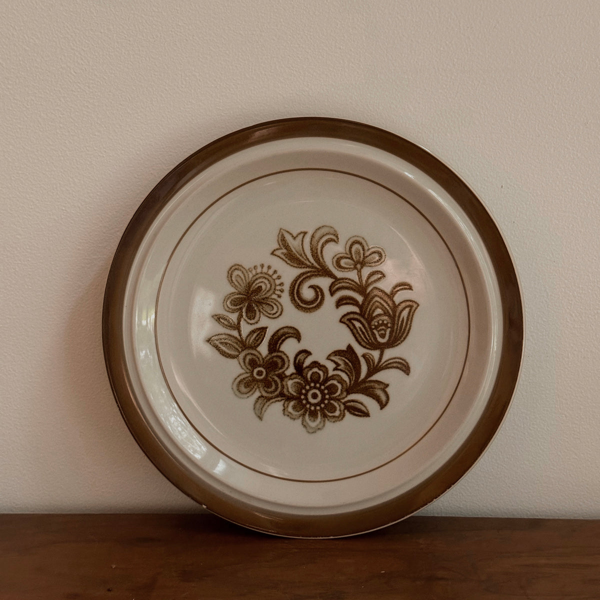 Brown Monterrey Floral Stoneware Plate | Vintage