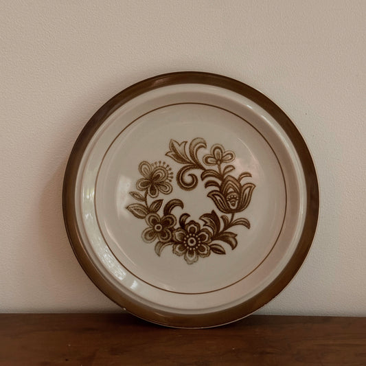 Brown Monterrey Floral Stoneware Plate | Vintage
