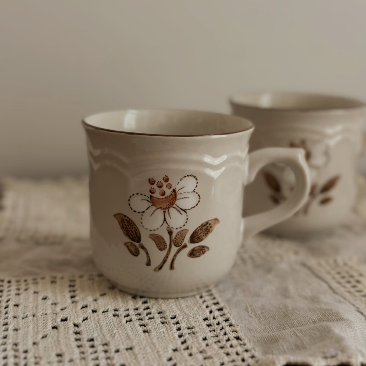 1970s Floral Ceramic Mug | Vintage