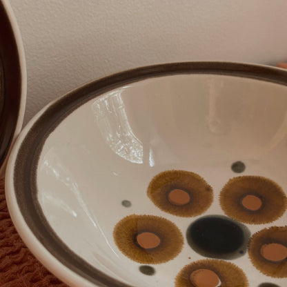 1970s Japanese Stoneware Bullseye Pattern Bowl | Vintage