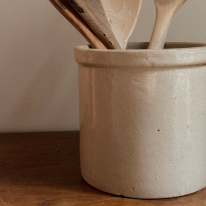 Oatmeal Stoneware Utensil Crock | Vintage