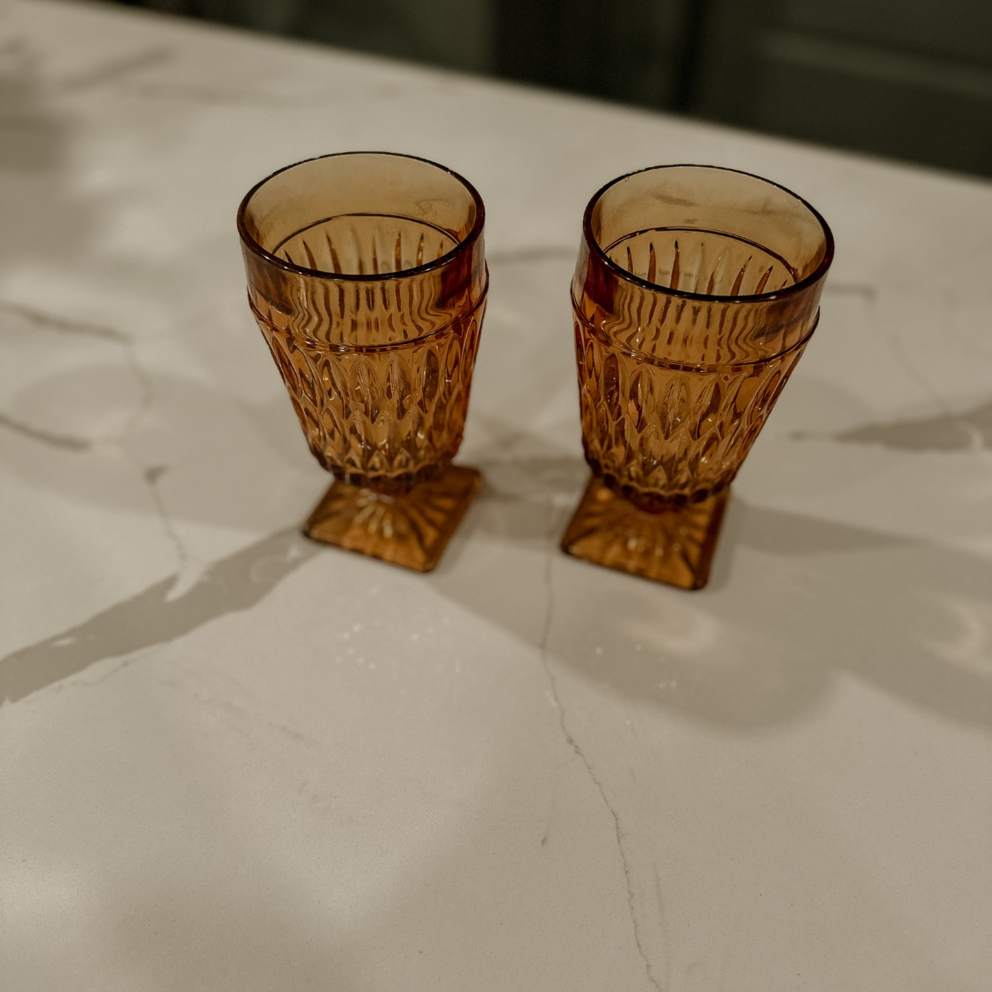 Diamond Amber Vintage Cocktail Glass Set