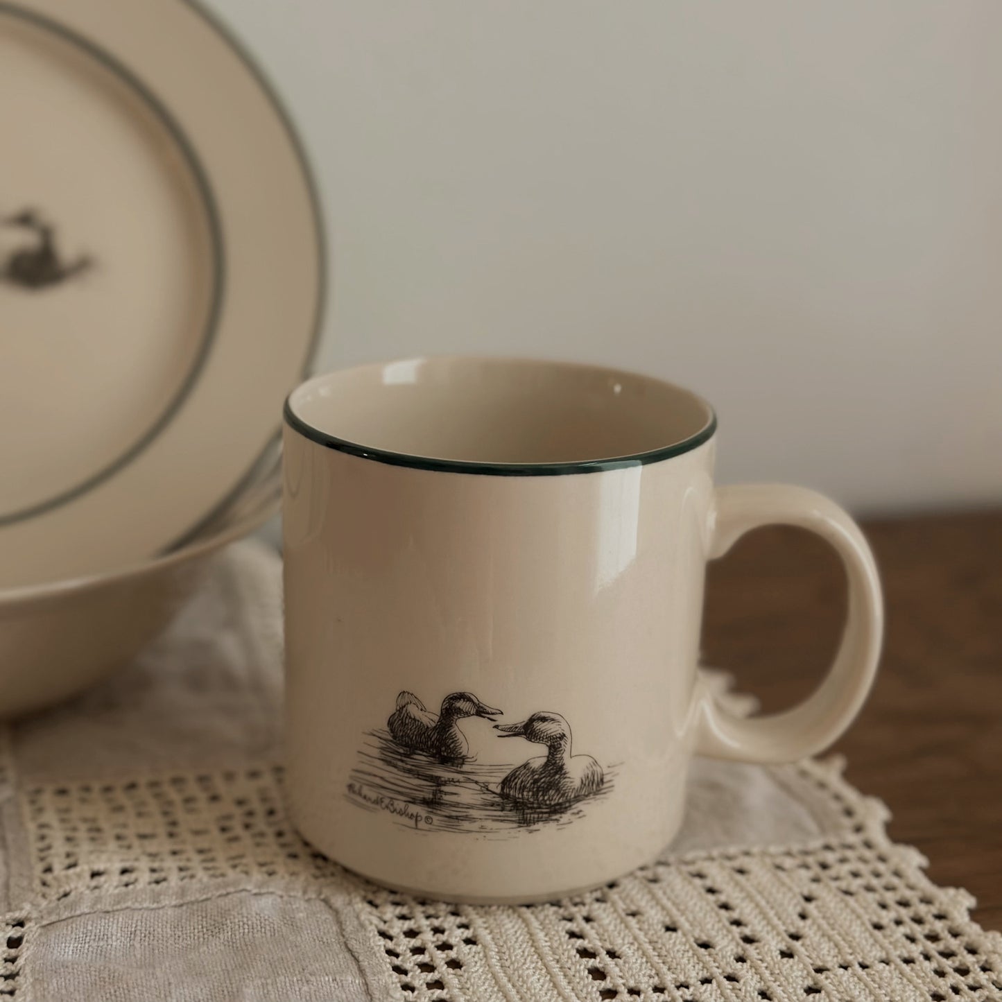 1982 Vintage "Mallards" Waterfowl Stoneware | Richard E. Bishop Dishware (Sold Individually)