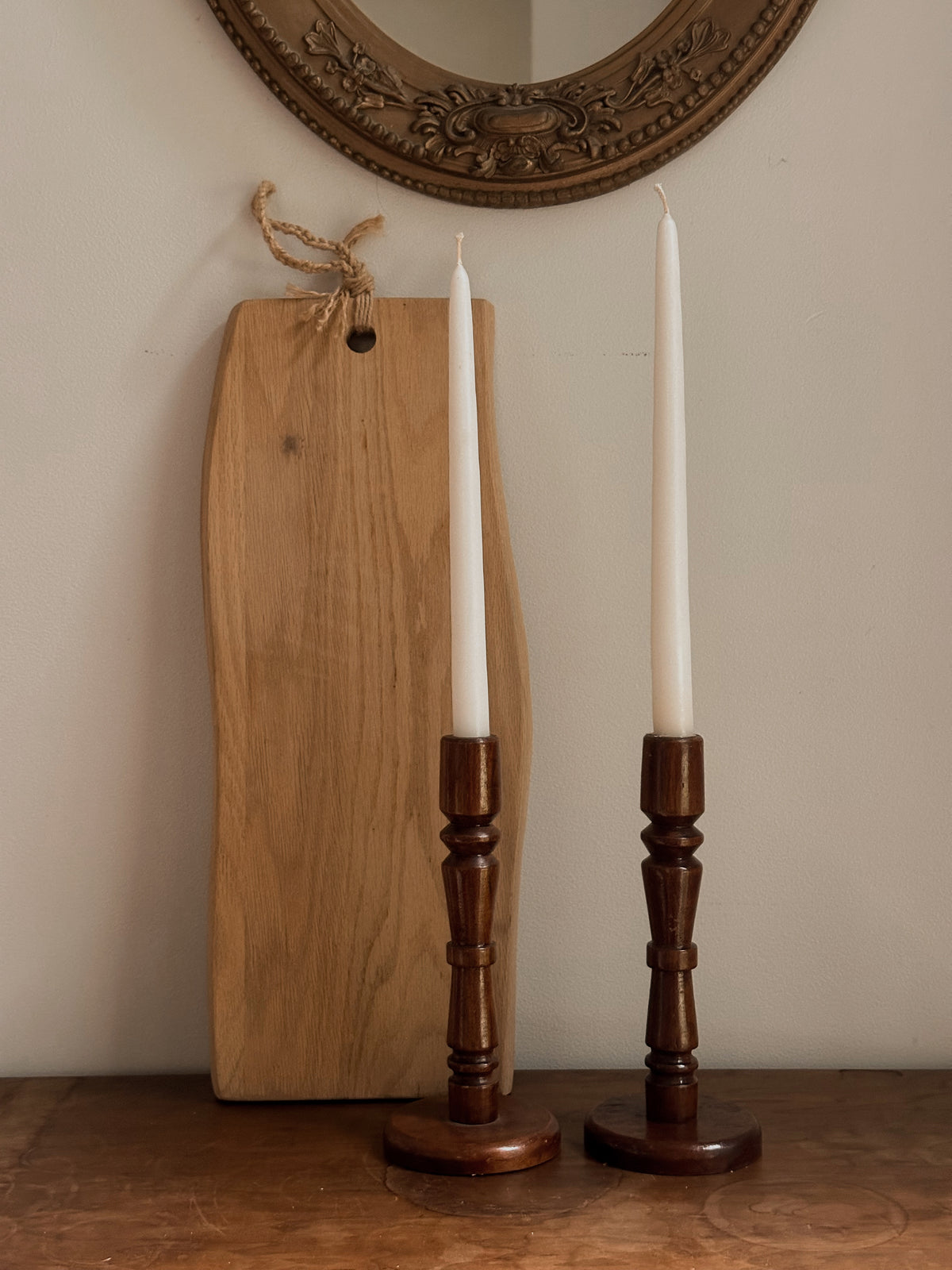 Wood Spindle Candlestick Holders | Pair | Hand-Turned