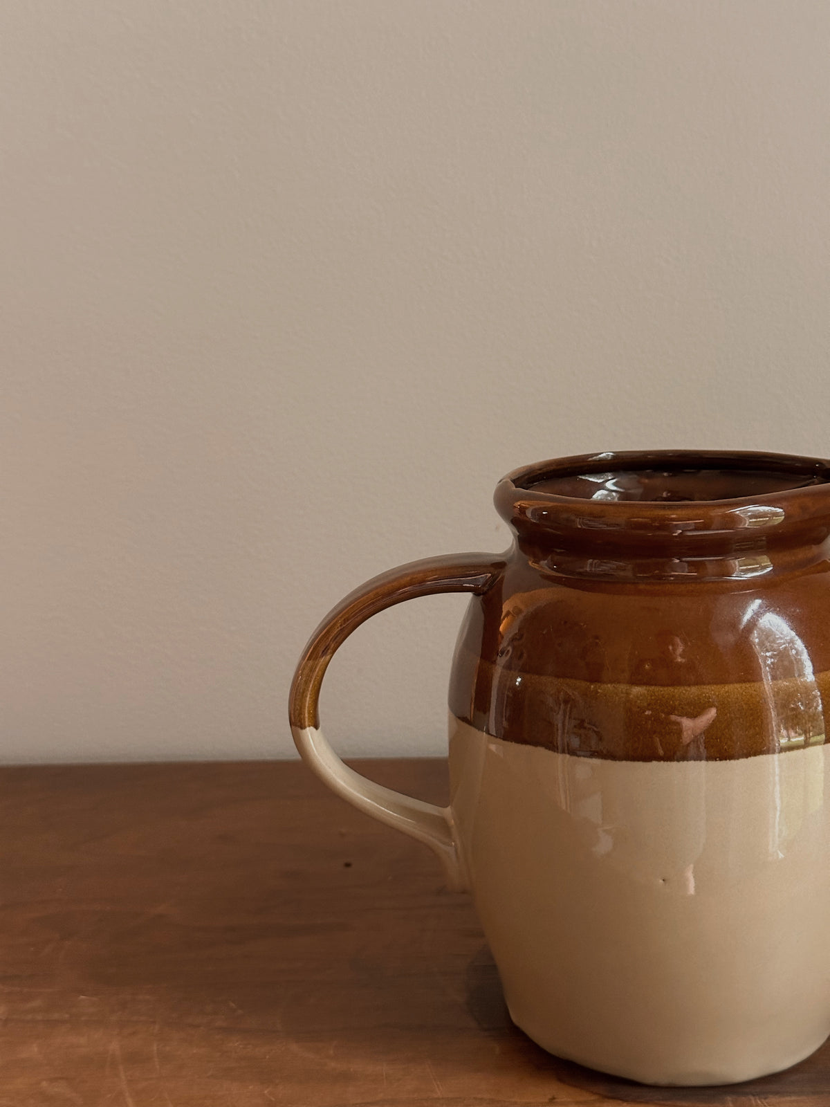 Two-Tone Glazed Stoneware Pitcher | Vintage