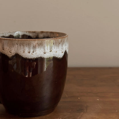 Chocolate & Cream Drip Glaze Ceramic Coffee Mug | Vintage