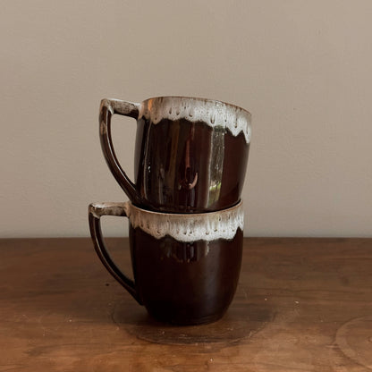 Chocolate & Cream Drip Glaze Ceramic Coffee Mug | Vintage