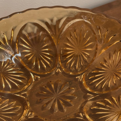 Amber Pressed Glass Serving & Berry Bowl Set | 2 Pieces | Vintage