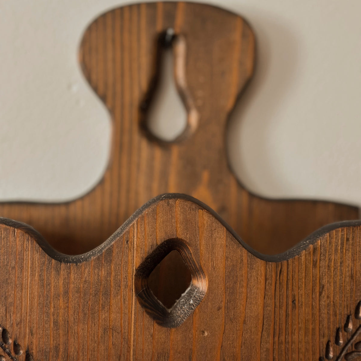 Hand-Carved Wooden Wall Pocket | Vintage