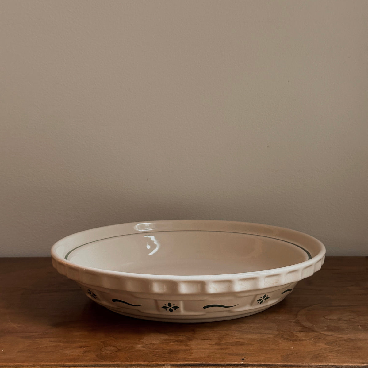 Longaberger Pottery 10" Woven Traditions Heritage Green Pie Baking Plate | Vintage