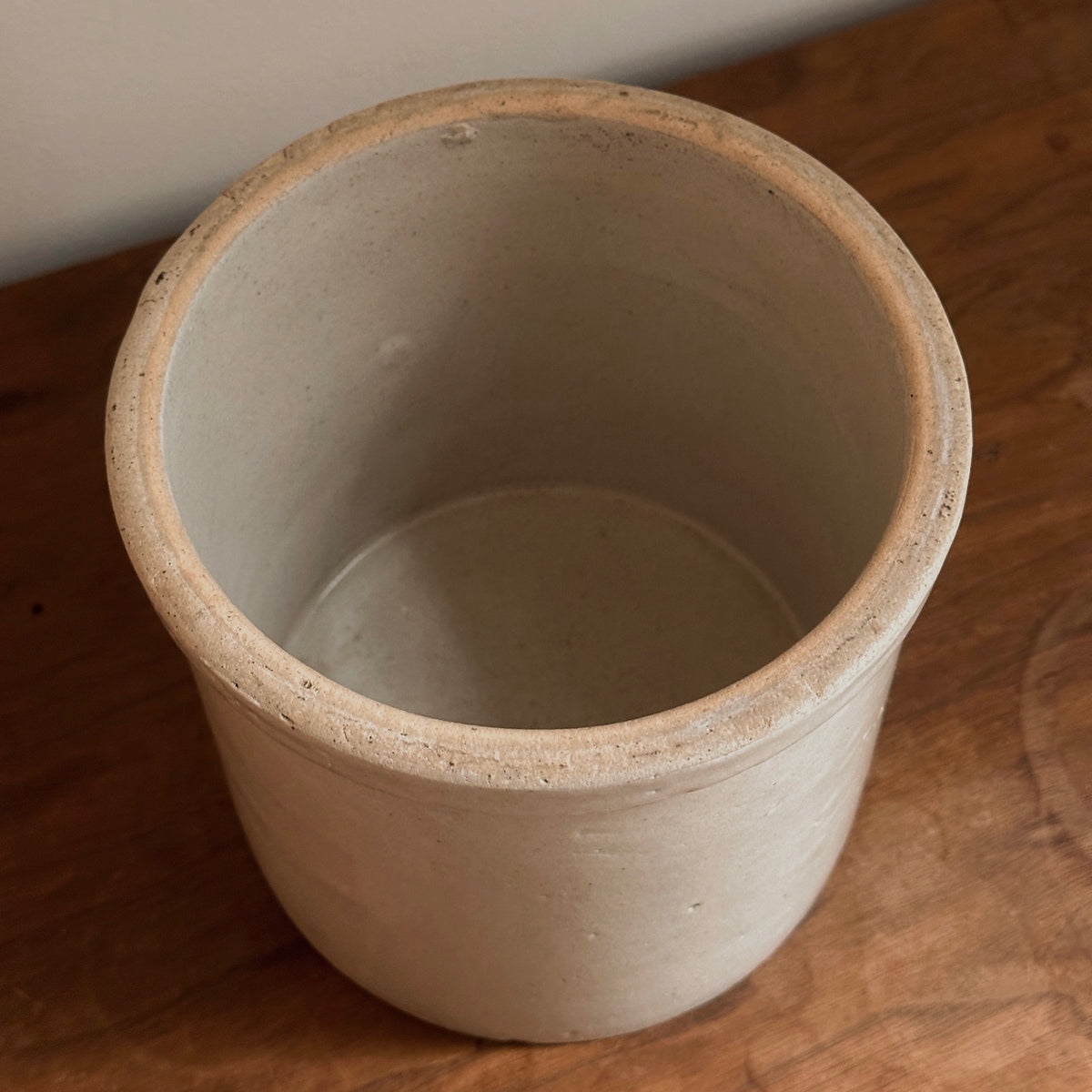 Oatmeal Stoneware Utensil Crock | Vintage