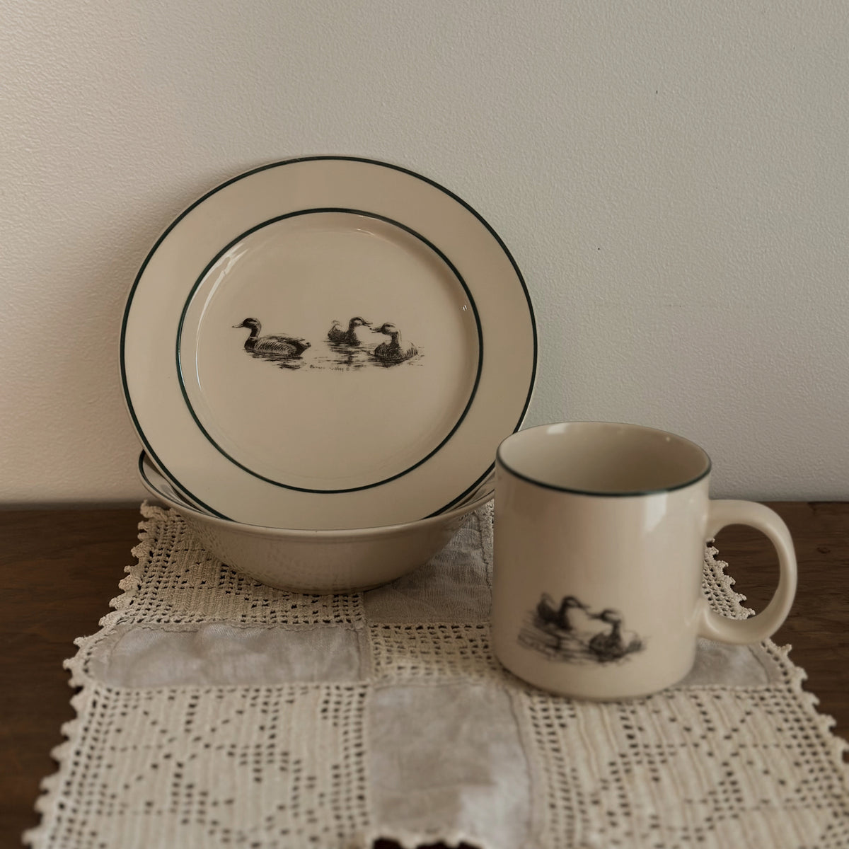 1982 Vintage "Mallards" Waterfowl Stoneware | Richard E. Bishop Dishware (Sold Individually)