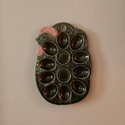 Ceramic Rooster Deviled Egg Platter | Vintage