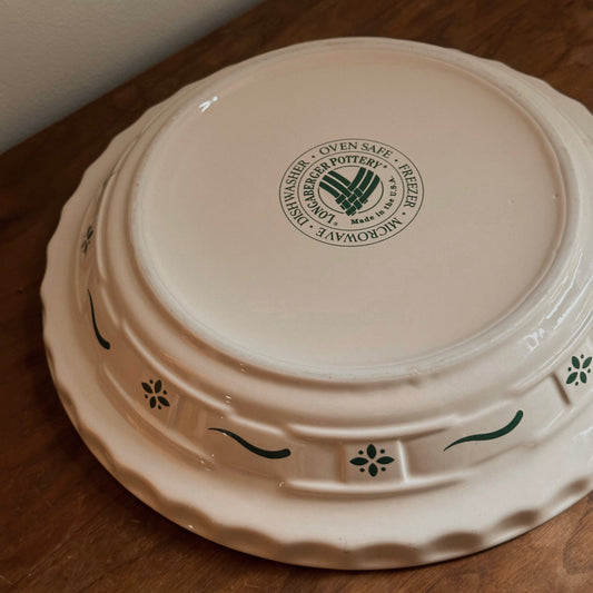 Longaberger Pottery 10" Woven Traditions Heritage Green Pie Baking Plate | Vintage