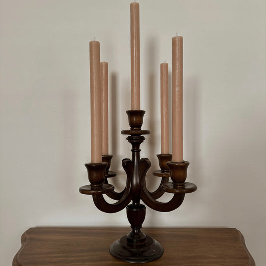 Vintage Turned Wood Candelabra