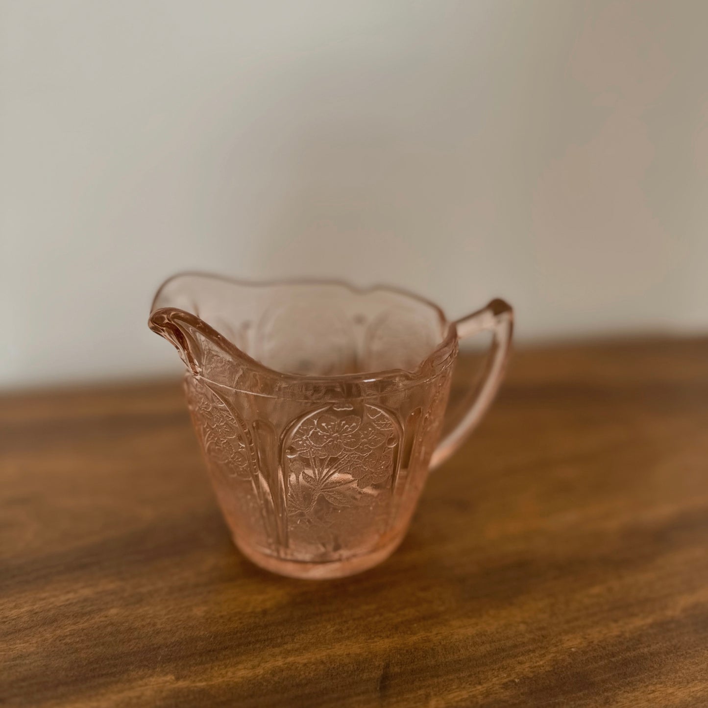 Vintage Pink Glass Creamer Pitcher