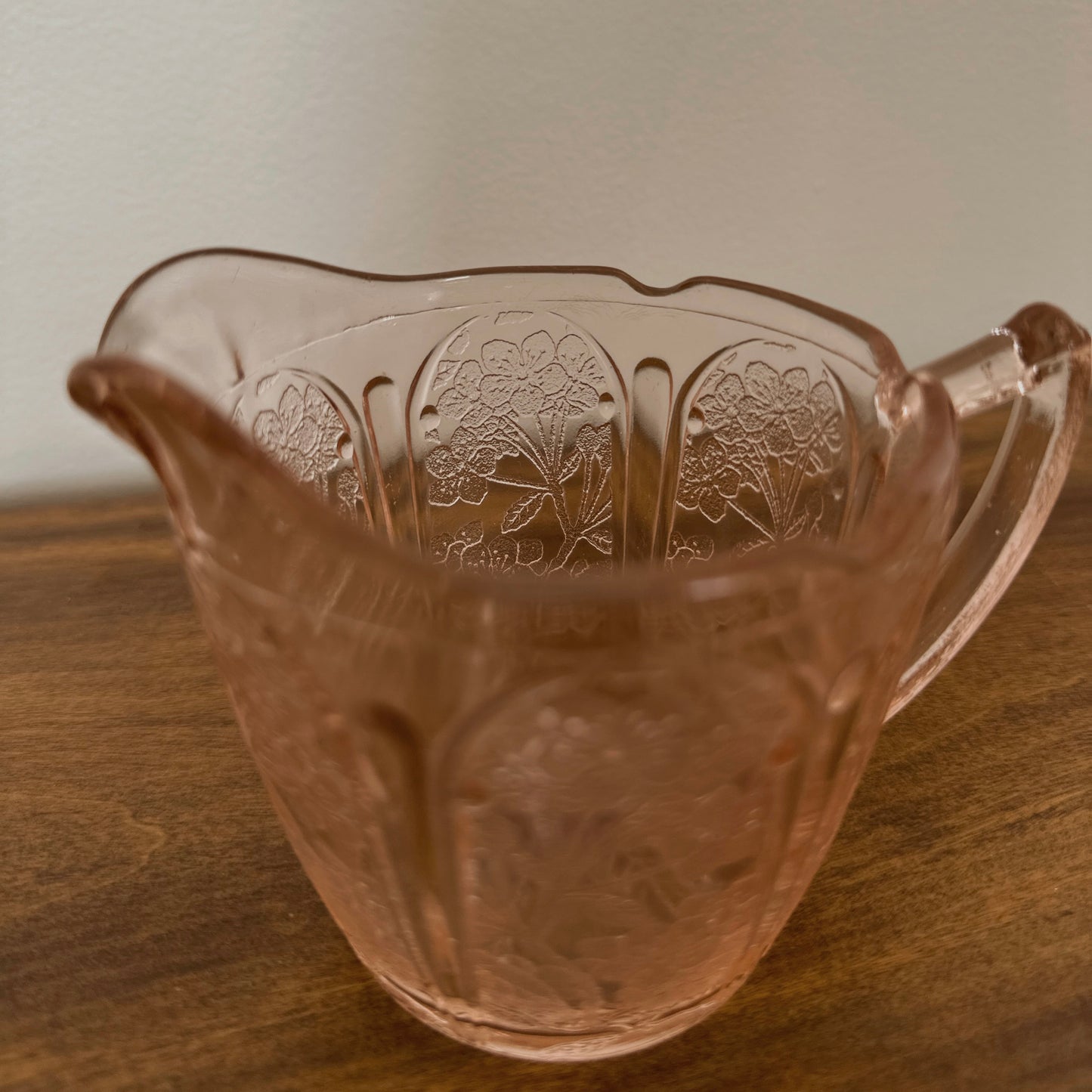 Vintage Pink Glass Creamer Pitcher