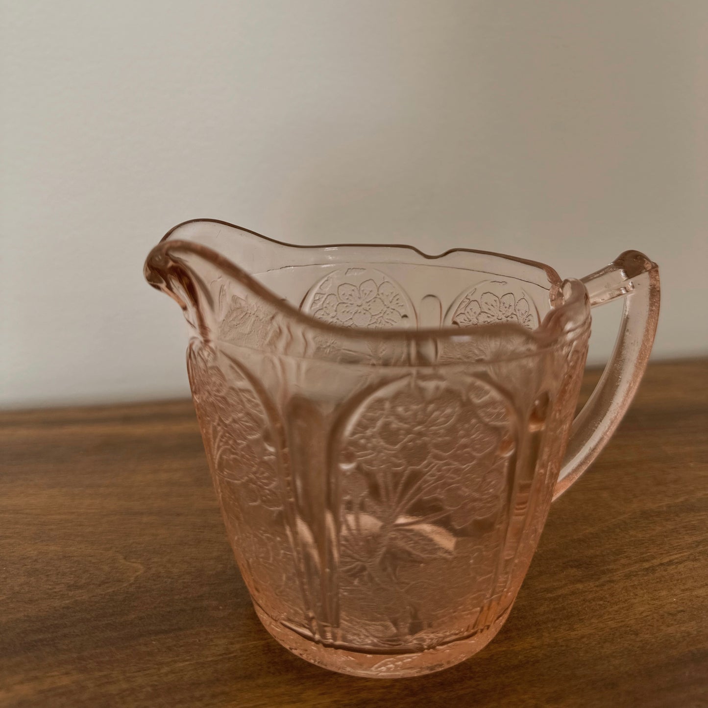 Vintage Pink Glass Creamer Pitcher