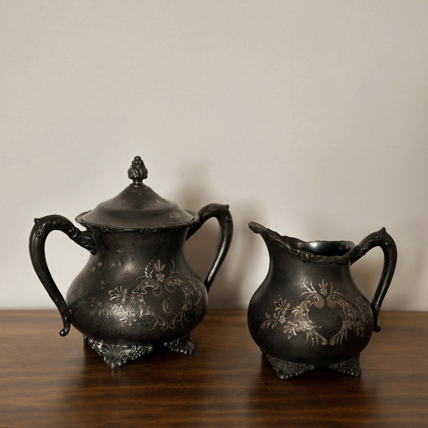The Wallace Bro’s Floral Repoussé Set | Sugar & Creamer