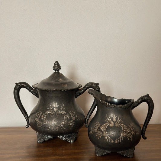 The Wallace Bro’s Floral Repoussé Set | Sugar & Creamer