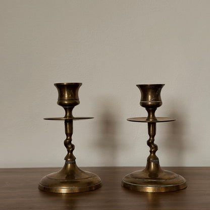 Barley Twist Brass Candlesticks (Pair)