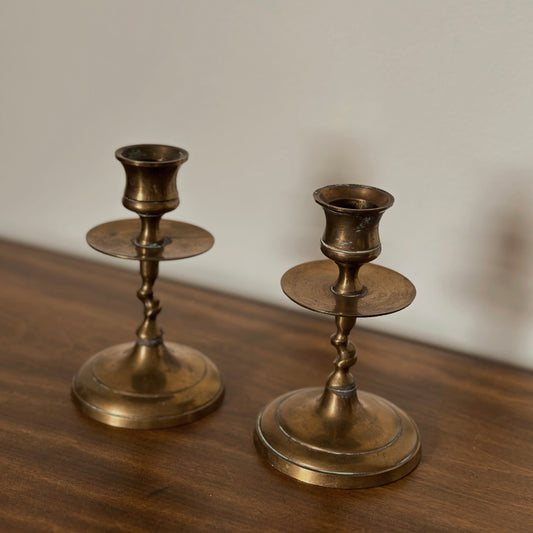 Barley Twist Brass Candlesticks (Pair)