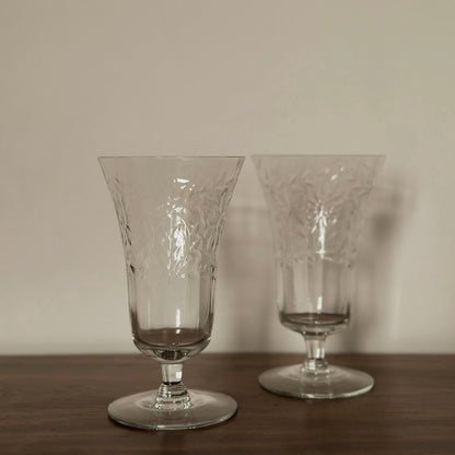 The Etched Daisy & Wheat Trumpet Goblets | Set of 2