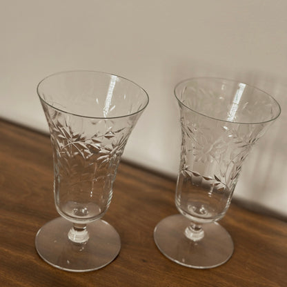 The Etched Daisy & Wheat Trumpet Goblets | Set of 2