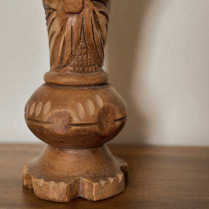 Artisan Hand-Carved Wooden Vase