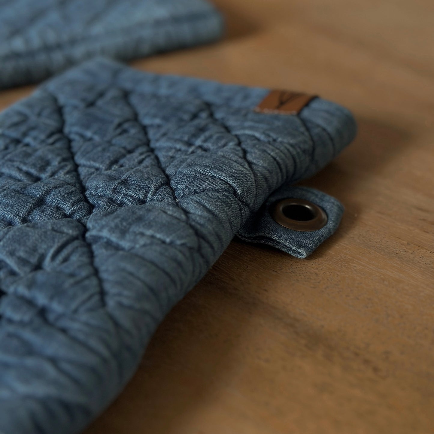 Quilted Denim Oven Mitts | Set of Two