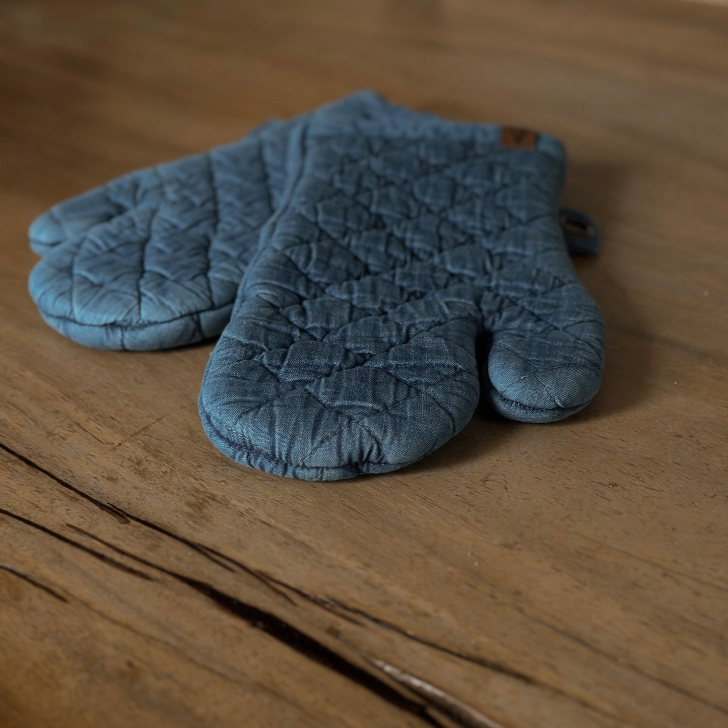 Quilted Denim Oven Mitts | Set of Two