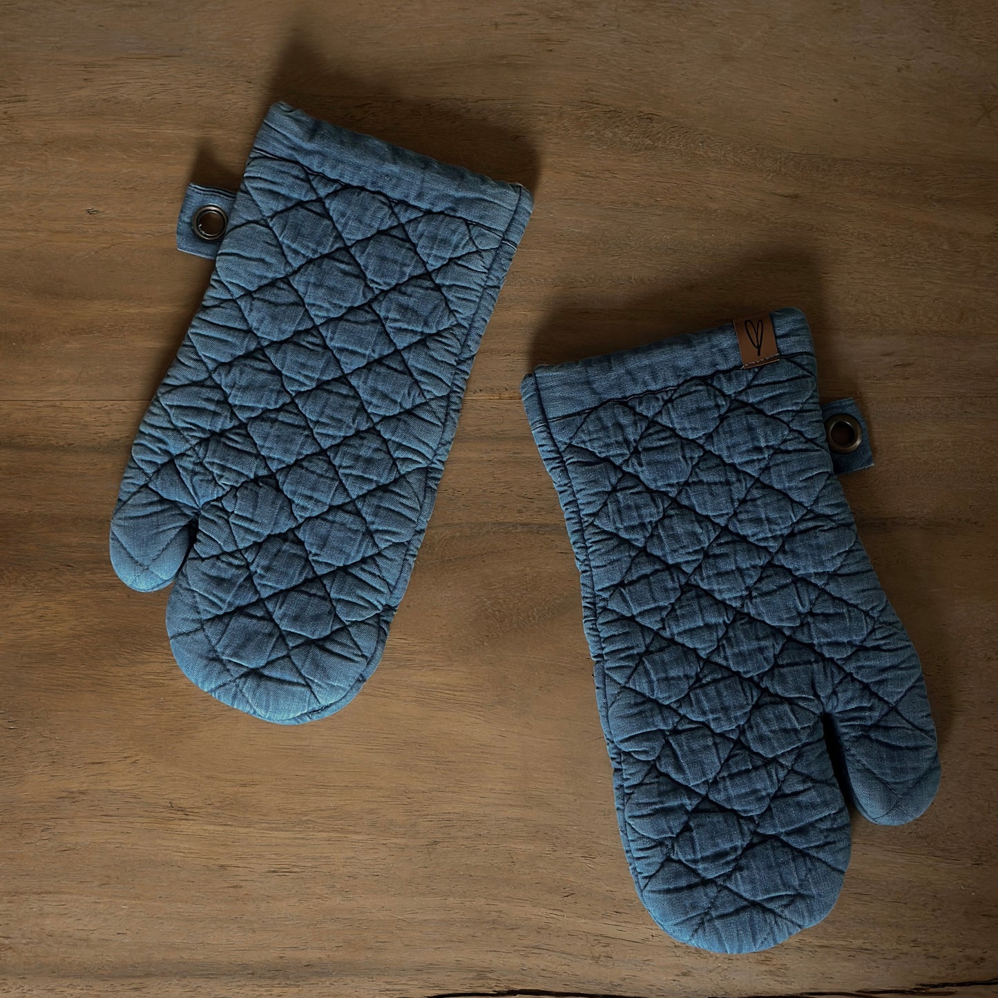 Quilted Denim Oven Mitts | Set of Two