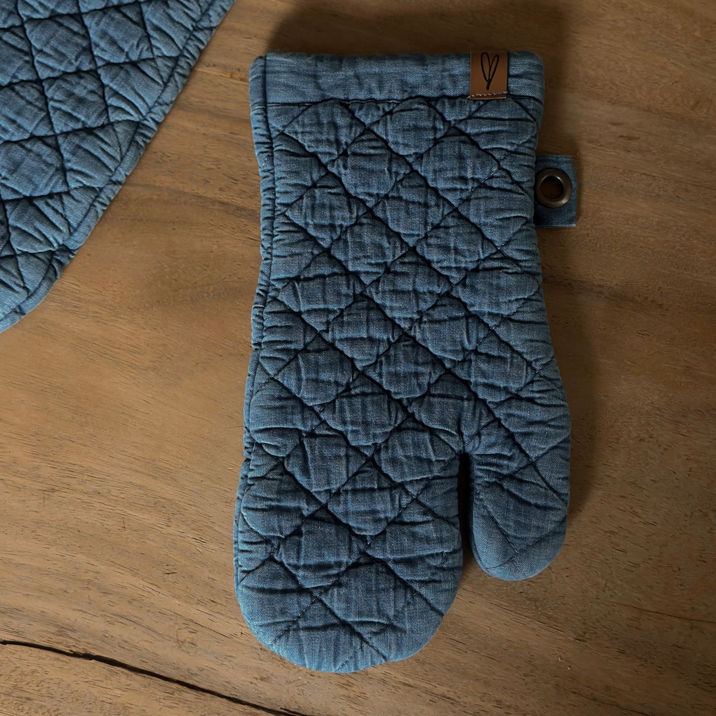 Quilted Denim Oven Mitts | Set of Two